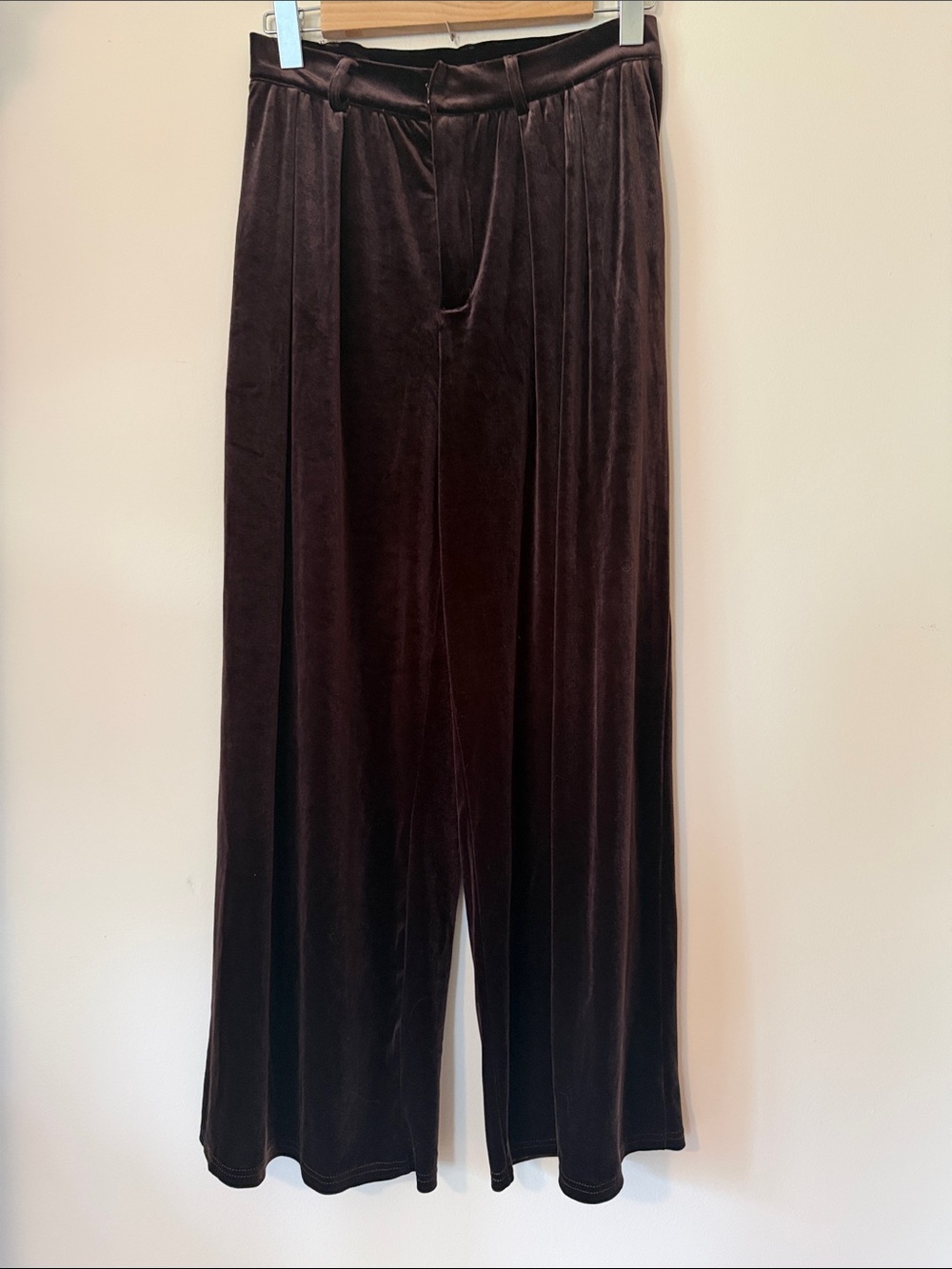 Cider Wide-Leg Velvet Pants - Dark Brown
